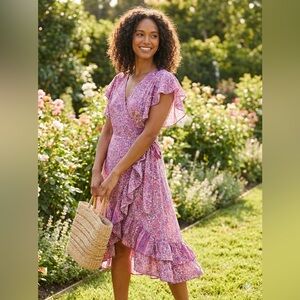 PERRY WALKER Silk Wrap Dress